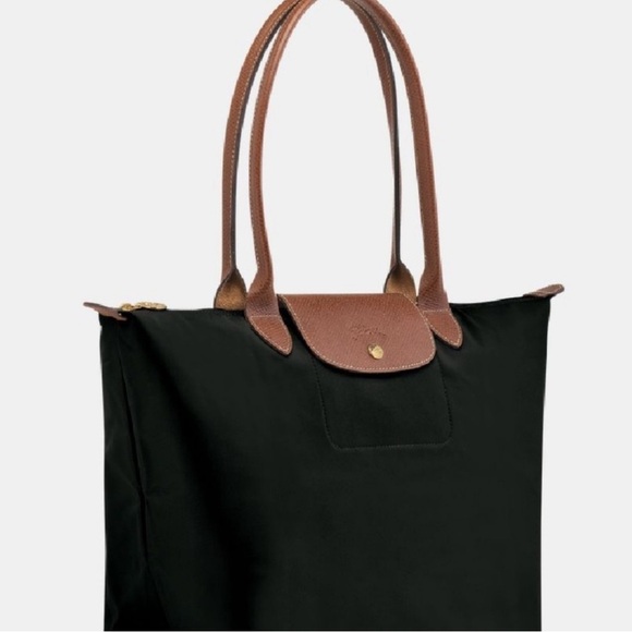 Longchamp Black and Brown Tote Bag with Signature Foldable Design - Picture 3 of 5